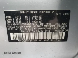 2018 Subaru Legacy Premium with VIN 4S3BNAH63J3010465, listed as a Copart auction lot 55094634 with 86,094 mi miles. Bid and sale history available at carsss.com. Image 13.