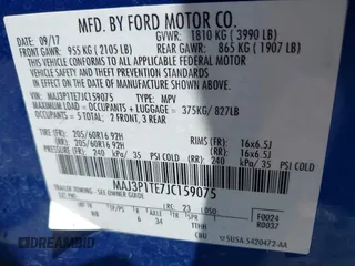 2018 Ford EcoSport SE with VIN MAJ3P1TE7JC159075, listed as a IAAI auction lot 42114135 with 73,154 mi miles and . Bid and sale history available at DreamBid. Image 9.