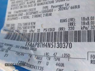 2022 Ford Mustang EcoBoost with VIN 1FA6P8TH4N5130370, listed as a IAAI auction lot 41775620 with 34,130 mi miles and . Bid and sale history available at DreamBid. Image 9.