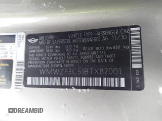 2011 MINI Clubman z VIN WMWZF3C51BTX82001, wystawiony jako IAAI lot #41310574 z przebiegiem 109 520 mil mil oraz . Historia ofert i sprzedaży dostępna na DreamBid. Obrazek 9.