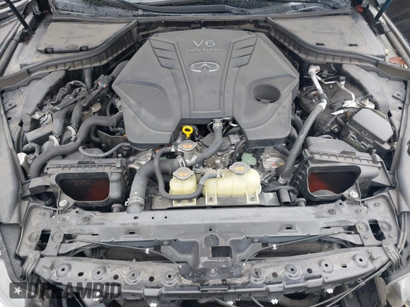 2020 Infiniti Q50 Red Sport 400 with VIN JN1FV7AP2LM630067, listed as a IAAI auction lot 41916706 with 38,786 mi miles and . Bid and sale history available at carsss.com. Image 10.
