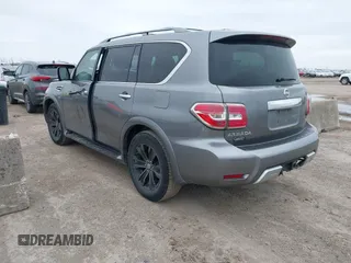 2018 Nissan Armada Platinum with VIN JN8AY2NFXJ9330364, listed as a IAAI auction lot 41572672 with 134,787 mi miles. Bid and sale history available at carsss.com. Image 3.