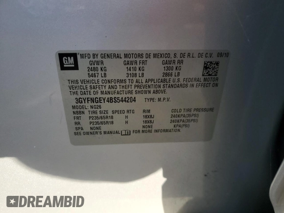 2011 Cadillac SRX z VIN 3GYFNGEY4BS544204, wystawiony jako Copart lot #52277474 z przebiegiem 92 305 mil mil oraz Szkoda całkowita • Salvage title. Historia ofert i sprzedaży dostępna na DreamBid. Obrazek 13.