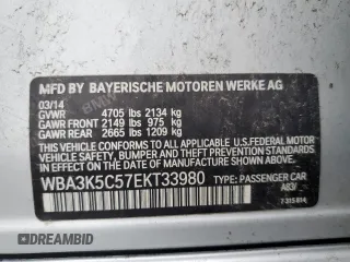 2014 BMW 3 Series 328d xDrive with VIN WBA3K5C57EKT33980, listed as a Copart auction lot 53123495 with Not provided miles and Clean title. Bid and sale history available at DreamBid. Image 12.