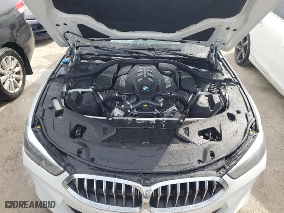 2019 BMW 8 Series M850i xDrive with VIN WBAFY4C53KBX29650, listed as a Copart auction lot 74467184 with 0 mi miles and Salvage Title. Bid and sale history available at carsss.com. Image 12.