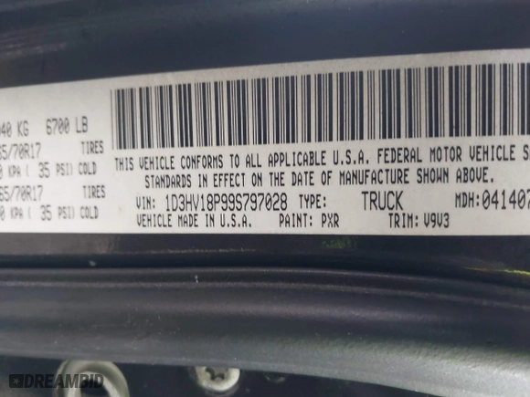 2009 Dodge Ram 1500 SLT with VIN 1D3HV18P99S797028, listed as a IAAI auction lot 41576623 with 156,578 mi miles. Bid and sale history available at carsss.com. Image 9.