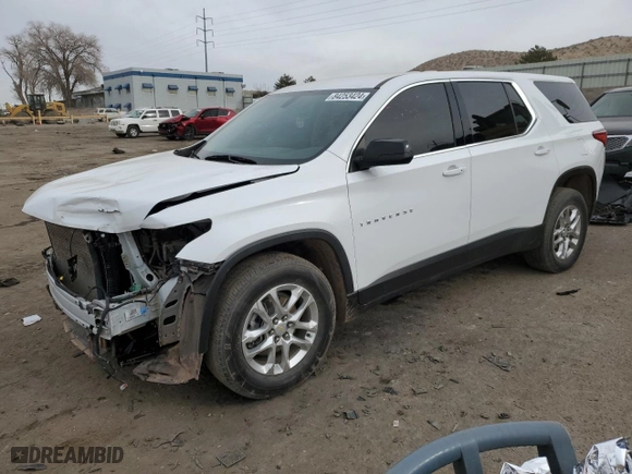 2021 Chevrolet Traverse LS with VIN 1GNEVFKW7MJ136581, listed as a Copart auction lot 84253424 with 65,503 mi miles and Salvage Title. Bid and sale history available at carsss.com. Image 1.