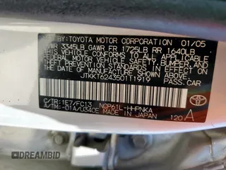 2005 Scion xA z VIN JTKKT624350111919, wystawiony jako Copart lot #54123035 z przebiegiem 193 735 mil mil oraz Szkoda całkowita • Salvage title. Historia ofert i sprzedaży dostępna na DreamBid. Obrazek 13.