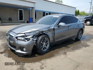 2017 Infiniti Q50 Premium with VIN JN1EV7AR4HM837757, listed as a Copart auction lot 59580285 with 104,447 mi miles and Salvage title. Bid and sale history available at DreamBid. Image 1.