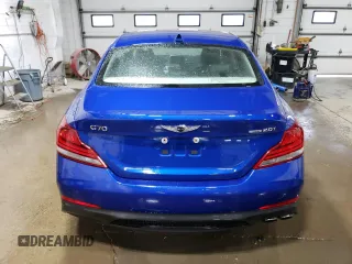 2021 Genesis G70 2.0T with VIN KMTG44LA3MU073734, listed as a Copart auction lot 77849884 with 31,477 mi miles and Salvage Title. Bid and sale history available at carsss.com. Image 6.