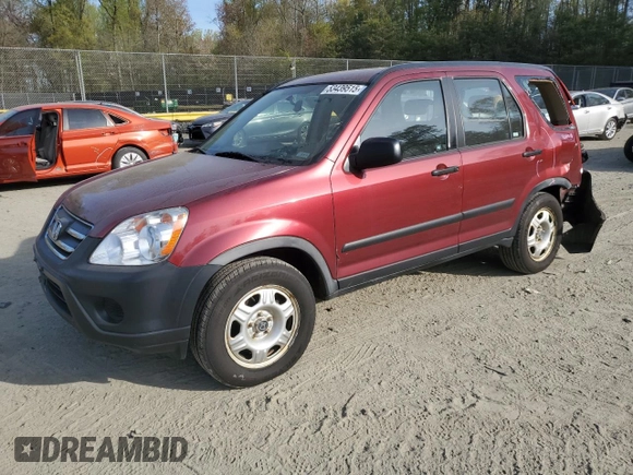 2005 Honda CR-V LX with VIN JHLRD78585C062968, listed as a Copart auction lot 53439515 with 141,885 mi miles and Salvage Title. Bid and sale history available at carsss.com. Image 1.