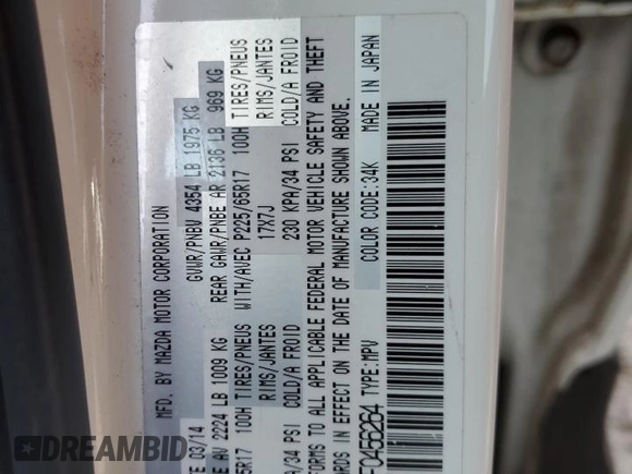 2015 Mazda CX-5 Sport with VIN JM3KE2BE1F0456264, listed as a Copart auction lot 86103704 with 178,017 mi miles and Salvage title. Bid and sale history available at DreamBid. Image 13.