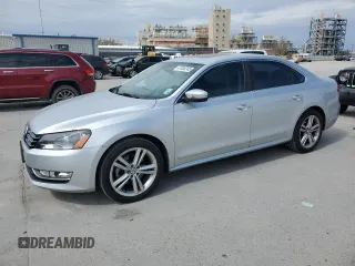 2014 Volkswagen Passat SEL Premium with VIN 1VWCS7A37EC033167, listed as a Copart auction lot 47438745 with 117,156 mi miles and Salvage Title. Bid and sale history available at carsss.com. Image 1.