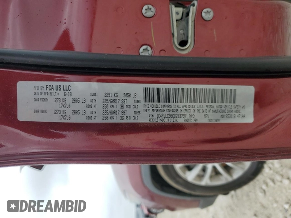 2019 Jeep Cherokee Latitude with VIN 1C4PJLCB0KD203797, listed as a Copart auction lot 51386735 with 127,924 mi miles and Salvage Title. Bid and sale history available at carsss.com. Image 13.