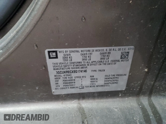 2014 Chevrolet Silverado 1500 LT with VIN 3GCUKRECXEG174146, listed as a Copart auction lot 78155064 with 153,224 mi miles and Clean Title. Bid and sale history available at DreamBid. Image 12.