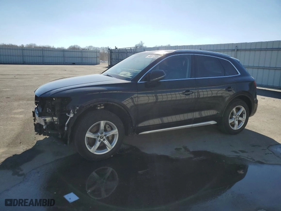 2021 Audi Q5 Premium with VIN WA1AAAFY9M2111834, listed as a Copart auction lot 46977295 with 56,388 mi miles and Salvage Title. Bid and sale history available at carsss.com. Image 1.