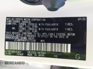 2023 Lexus GX 460 Premium z VIN JTJAM7BX0P5372248, wystawiony jako IAAI lot #41809512 z przebiegiem 13 280 mil mil oraz . Historia ofert i sprzedaży dostępna na DreamBid. Obrazek 9.