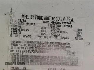 1999 Ford Ranger XL with VIN 1FTYR14V7XPA65093, listed as a Copart auction lot 51599395 with 165,252 mi miles and Salvage Title. Bid and sale history available at carsss.com. Image 14.