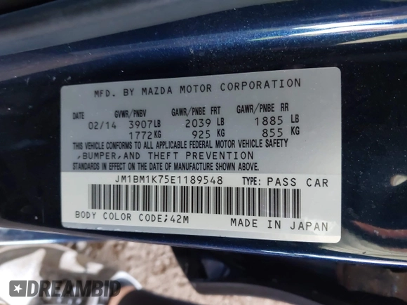 2014 Mazda 3 i Sport with VIN JM1BM1K75E1189548, listed as a IAAI auction lot 41882969 with 138,831 mi miles and . Bid and sale history available at carsss.com. Image 9.