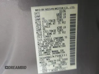 2007 Nissan Armada SE с VIN 5N1AA08A17N708331, выставлен на аукционе Copart как лот 49827135 с пробегом 235 239 миль миль и Списание • Salvage title. История ставок и продаж доступна на DreamBid. Изображение 13.