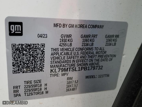 2023 Chevrolet TrailBlazer RS with VIN KL79MTSL1PB179732, listed as a Copart auction lot 45112185 with 10,259 mi miles and Salvage Title. Bid and sale history available at carsss.com. Image 15.