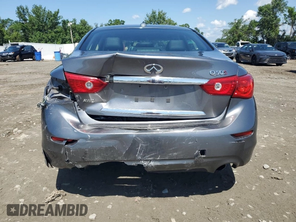 2015 Infiniti Q50 Premium with VIN JN1BV7AR6FM415389, listed as a Copart auction lot 61653845 with 124,141 mi miles and Salvage title. Bid and sale history available at DreamBid. Image 6.