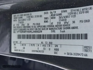 2019 Ford Ranger XL with VIN 1FTER4FHXKLA69229, listed as a IAAI auction lot 41590361 with 41,036 mi miles. Bid and sale history available at carsss.com. Image 9.