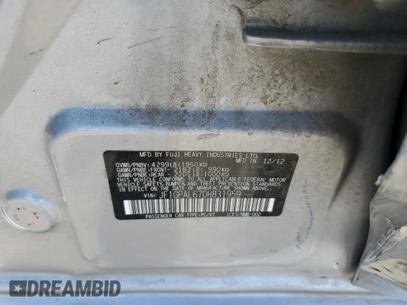 2013 Subaru Impreza Special Sports Premium z VIN JF1GPAL67DH831959, wystawiony jako Copart lot #56887225 z przebiegiem 209 318 mil mil oraz Szkoda całkowita • Salvage title. Historia ofert i sprzedaży dostępna na DreamBid. Obrazek 12.