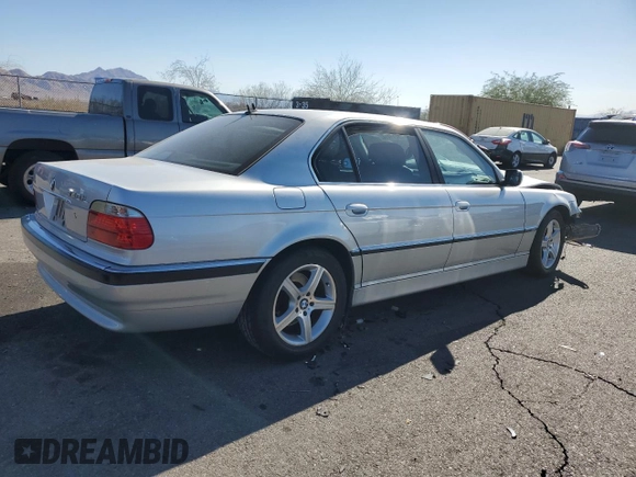 2001 BMW 7 Series 740iL with VIN WBAGH83401DP17901, listed as a Copart auction lot 75211414 with 0 mi miles and Salvage Title. Bid and sale history available at carsss.com. Image 3.