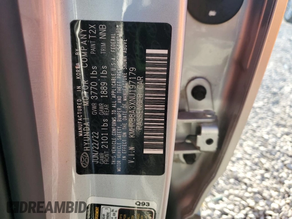 2022 Hyundai Venue SE with VIN KMHRB8A3XNU197179, listed as a Copart auction lot 50105935 with 21,350 mi miles and Salvage Title. Bid and sale history available at DreamBid. Image 13.