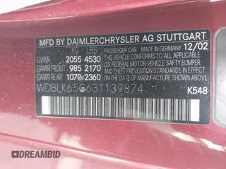 2003 Mercedes-Benz CLK 320 z VIN WDBLK65G63T139874, wystawiony jako IAAI lot #41808893 z przebiegiem Nie podano mil oraz . Historia ofert i sprzedaży dostępna na DreamBid. Obrazek 9.