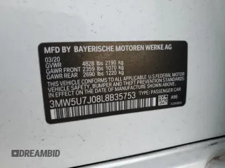 2020 BMW 3 Series M340i with VIN 3MW5U7J08L8B35753, listed as a Copart auction lot 86742584 with 21,055 mi miles and Salvage Title. Bid and sale history available at carsss.com. Image 15.