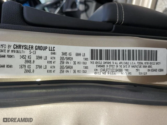 2014 Jeep Grand Cherokee Overland with VIN 1C4RJFCT1EC164988, listed as a Copart auction lot 47444065 with 151,409 mi miles and Salvage Title. Bid and sale history available at carsss.com. Image 16.