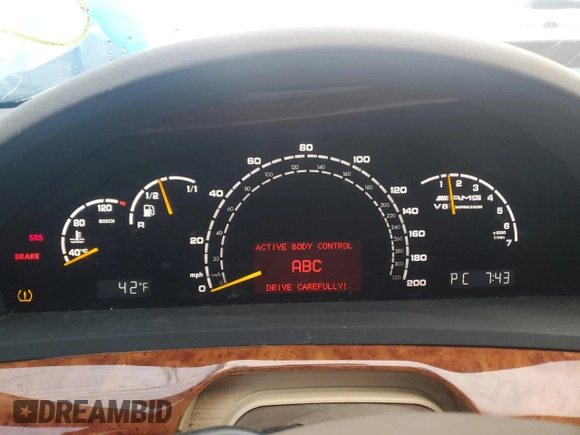 2004 Mercedes-Benz S 55 AMG with VIN WDBNG74J04A407814, listed as a Copart auction lot 47820895 with 57,096 mi miles and Salvage Title. Bid and sale history available at DreamBid. Image 9.