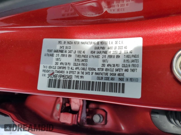 2023 Mazda CX-30 Premium Plus with VIN 3MVDMBEY6PM583468, listed as a Copart auction lot 44789055 with Not provided miles and Salvage title. Bid and sale history available at DreamBid. Image 13.