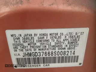 2008 Honda Fit Sport with VIN JHMGD37668S008214, listed as a Copart auction lot 70788574 with 306,614 mi miles and Salvage Title. Bid and sale history available at carsss.com. Image 13.