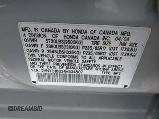 2004 Acura MDX Touring Pkg w/Navigation with VIN 2HNYD18834H534807, listed as a IAAI auction lot 41551039 with 218,827 mi miles. Bid and sale history available at carsss.com. Image 9.