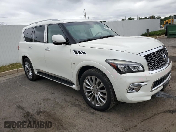 2016 Infiniti QX80 with VIN JN8AZ2NCXG9401865, listed as a Copart auction lot 70574004 with 111,335 mi miles and Salvage Title. Bid and sale history available at DreamBid. Image 4.