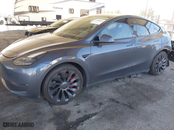 2021 Tesla Model Y Performance with VIN 5YJYGDEF4MF201989, listed as a IAAI auction lot 41658282 with 75,025 mi miles. Bid and sale history available at carsss.com. Image 18.