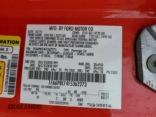 2015 Ford Mustang GT with VIN 1FA6P8CF4F5362273, listed as a Copart auction lot 47681355 with 88,927 mi miles and Salvage Title. Bid and sale history available at carsss.com. Image 14.