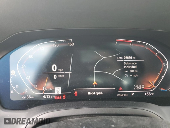 2019 BMW 3 Series 330i xDrive with VIN WBA5R7C56KAJ86097, listed as a Copart auction lot 53537325 with 76,636 mi miles and Salvage Title. Bid and sale history available at carsss.com. Image 9.