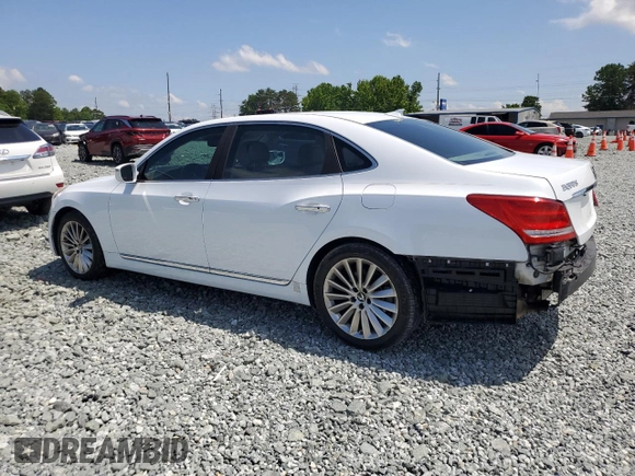 2014 Hyundai Equus Signature with VIN KMHGH4JH1EU083114, listed as a Copart auction lot 57020065 with 103,700 mi miles and Salvage title. Bid and sale history available at DreamBid. Image 2.