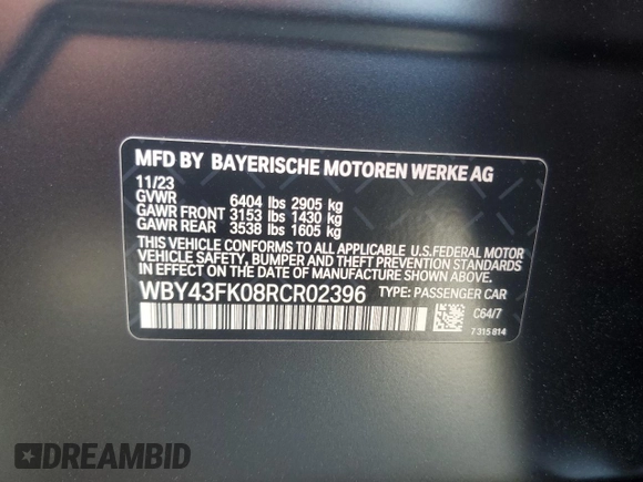 2024 BMW i5 M60 z VIN WBY43FK08RCR02396, wystawiony jako Copart lot #52411905 z przebiegiem 18 632 mil mil oraz Szkoda całkowita • Salvage title. Historia ofert i sprzedaży dostępna na DreamBid. Obrazek 14.