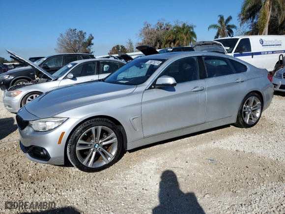 2017 BMW 4 Series 430i with VIN WBA4F7C57HG437994, listed as a Copart auction lot 76075274 with 0 mi miles and Salvage Title. Bid and sale history available at carsss.com. Image 1.