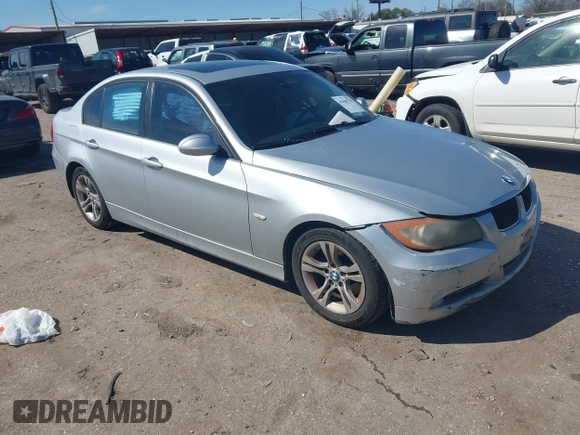 2008 BMW 3 Series 328i with VIN WBAVA37598NL56755, listed as a IAAI auction lot 41668770 with 170,122 mi miles. Bid and sale history available at carsss.com. Image 1.