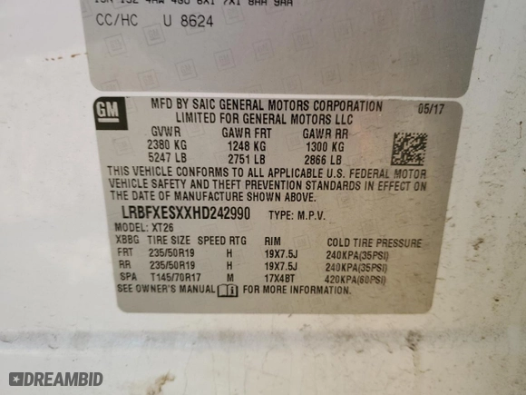 2017 Buick Envision Premium I with VIN LRBFXESXXHD242990, listed as a Copart auction lot 45805555 with 90,465 mi miles and Salvage Title. Bid and sale history available at carsss.com. Image 15.