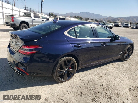 2023 Genesis G70 3.3T with VIN KMTG54TE2PU123852, listed as a Copart auction lot 77562964 with 10,890 mi miles and Salvage Title. Bid and sale history available at carsss.com. Image 3.