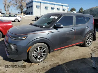 2021 Kia Soul Turbo with VIN KNDJ53AFXM7738279, listed as a Copart auction lot 77815624 with 23,793 mi miles and Salvage Title. Bid and sale history available at DreamBid. Image 1.
