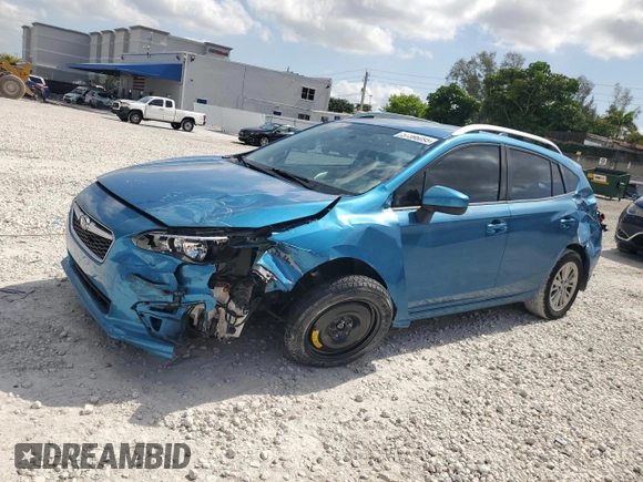 2017 Subaru Impreza Premium with VIN 4S3GTAD65H3703808, listed as a Copart auction lot 57396095 with 68,960 mi miles and Salvage title. Bid and sale history available at DreamBid. Image 1.