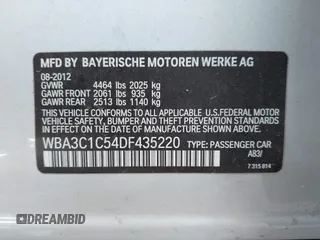 2013 BMW 3 Series 328i with VIN WBA3C1C54DF435220, listed as a IAAI auction lot 42346247 with 174,155 mi miles and . Bid and sale history available at DreamBid. Image 9.